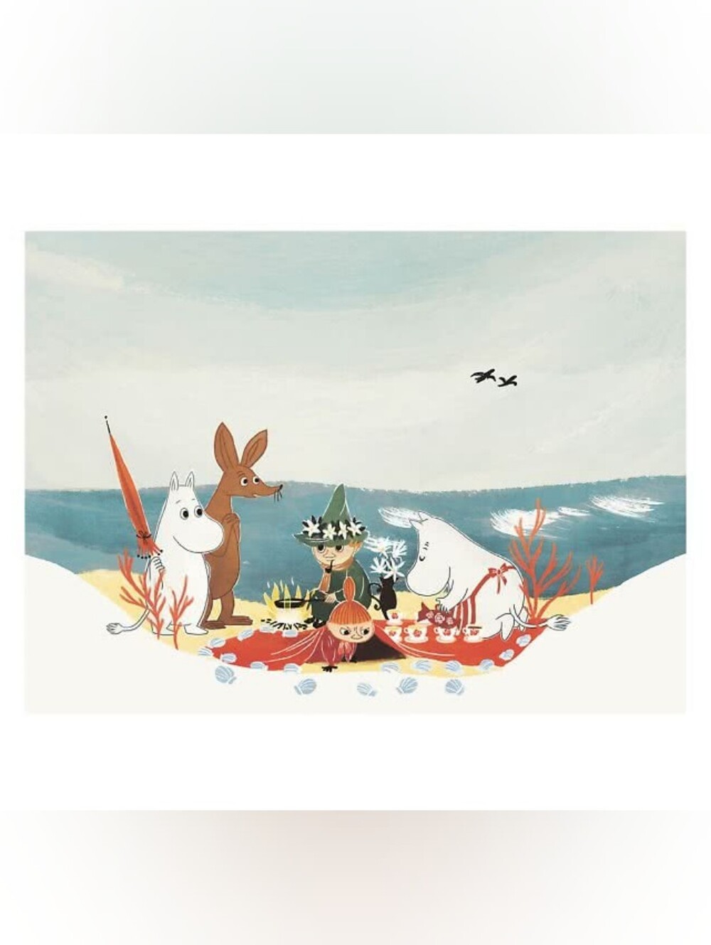 Seaside Moomin & Friends Canvas Print Poster - 21x30cm Snufkin Wall Decor